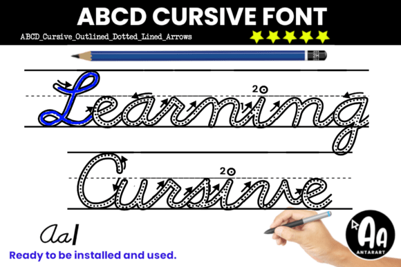 Abcd Cursive Outline Dotted Arrows Lined: A Creative Font for Learning
